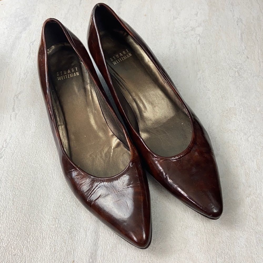 Stuart weitzman tortoise leather wedges